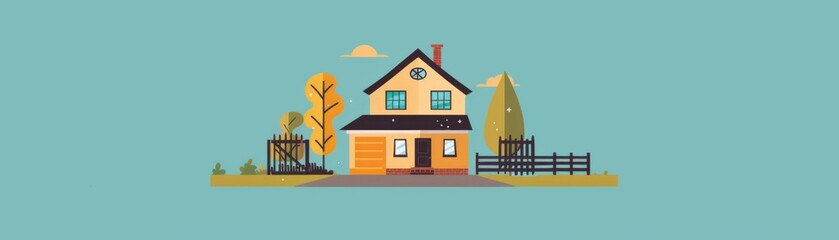 Fototapeta premium Simplified Mortgage Process Guide - Flat Design Illustration Walking Through Step-by-Step Financing Journey