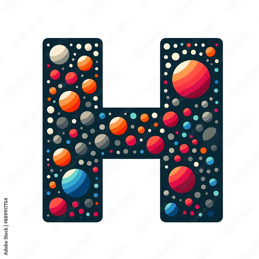 Fototapete AI Generate of Logo Letter H created using random color dots