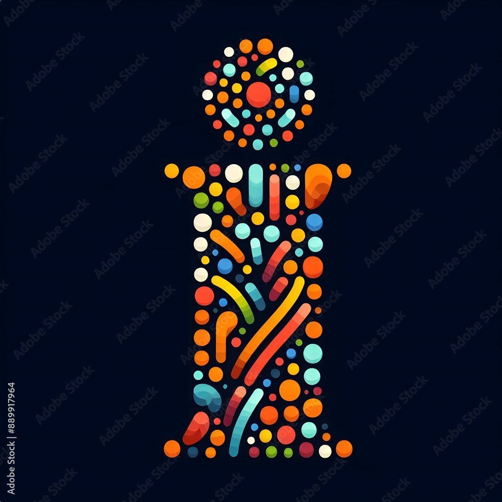 Fototapete AI Generate of Logo Letter I created using random color dots
