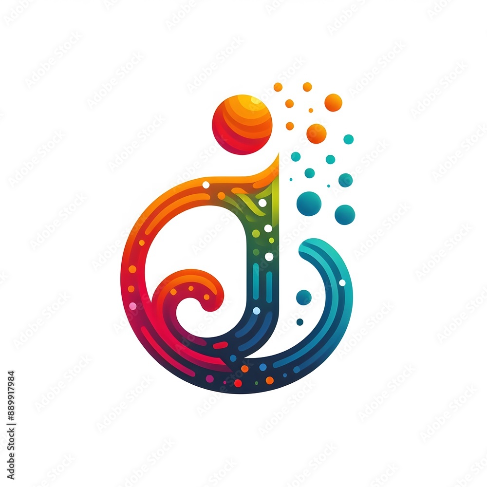 Fototapete AI Generate of Logo Letter I created using random color dots