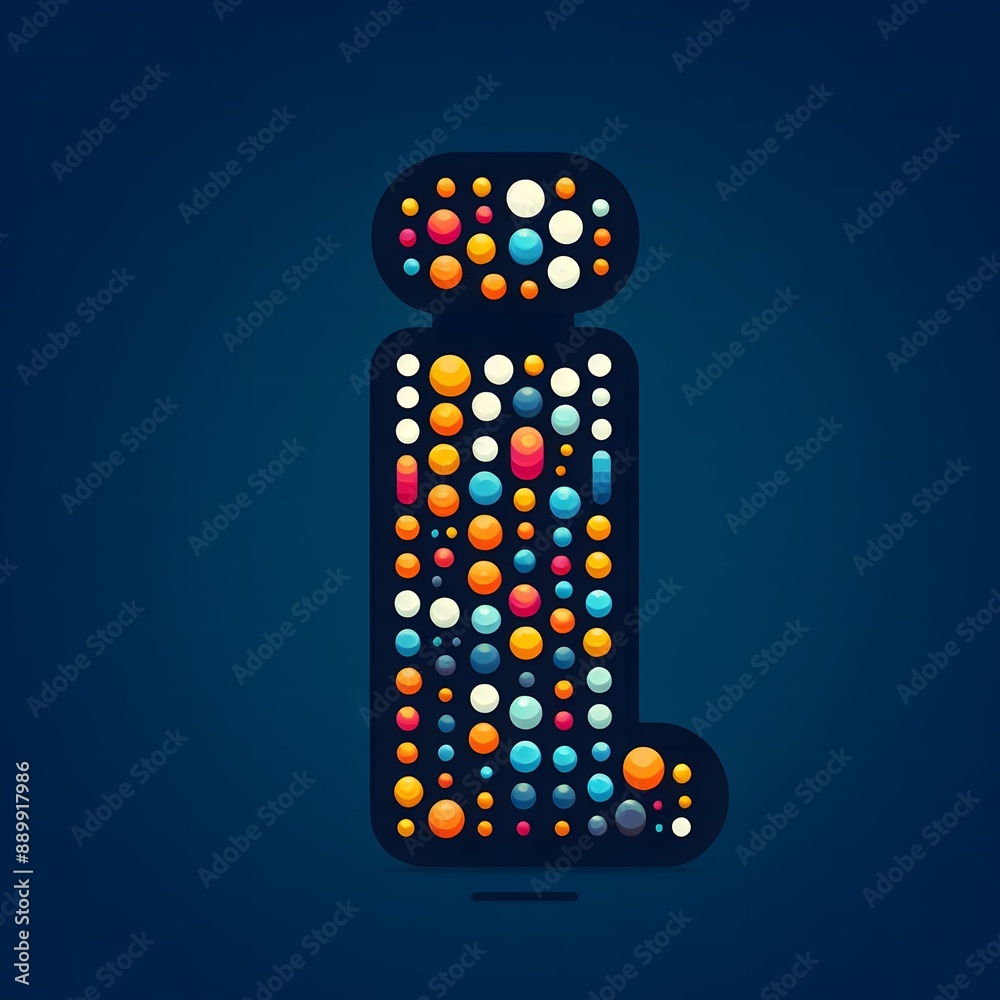 Fototapete AI Generate of Logo Letter I created using random color dots