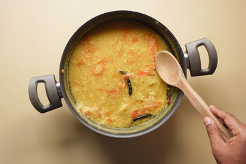  cooking dhal in a large pan 