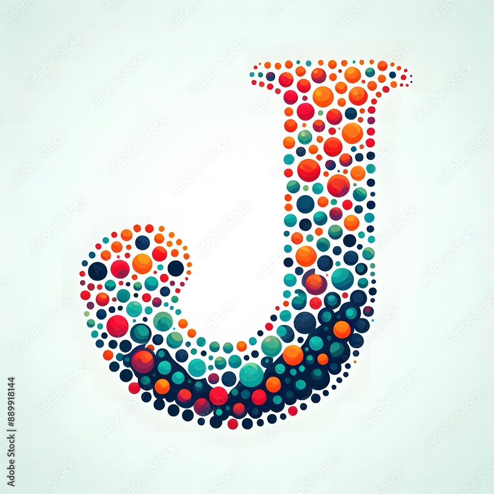 Fototapete AI Generate of Logo Letter J created using random color dots