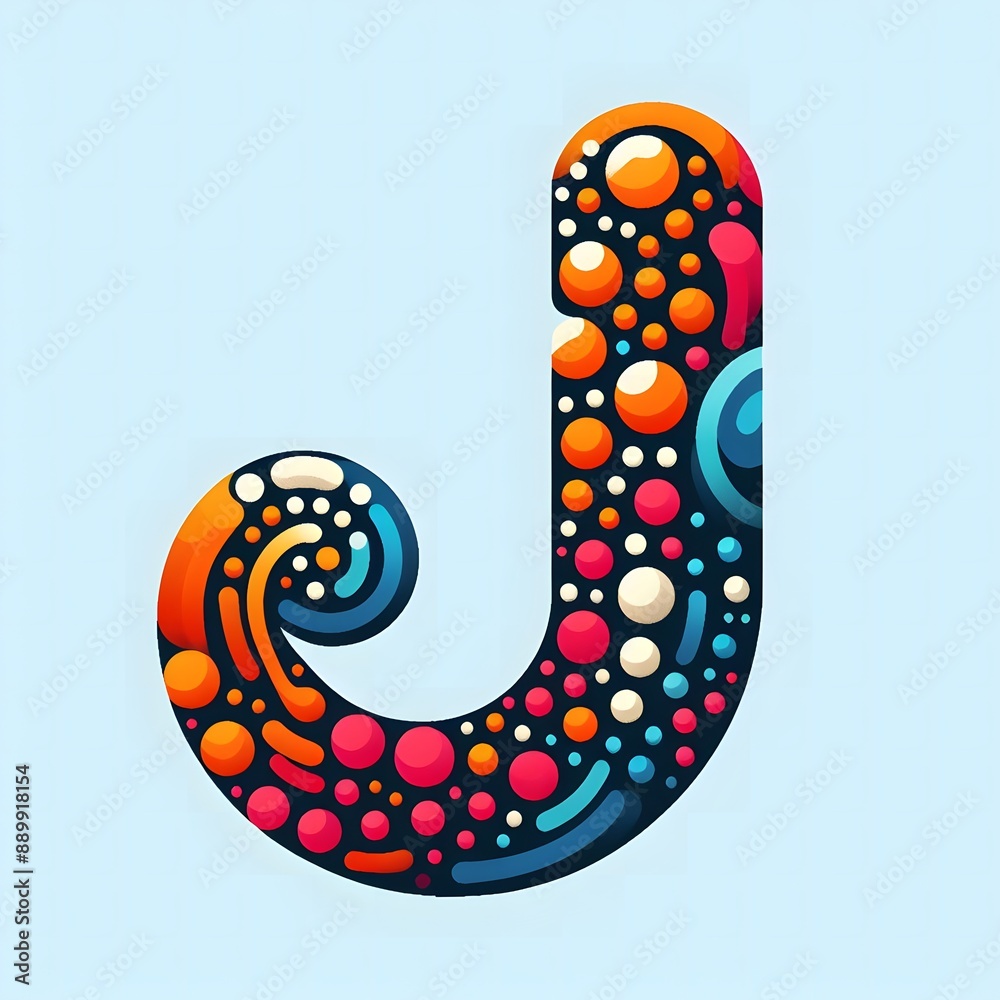 Fototapete AI Generate of Logo Letter J created using random color dots