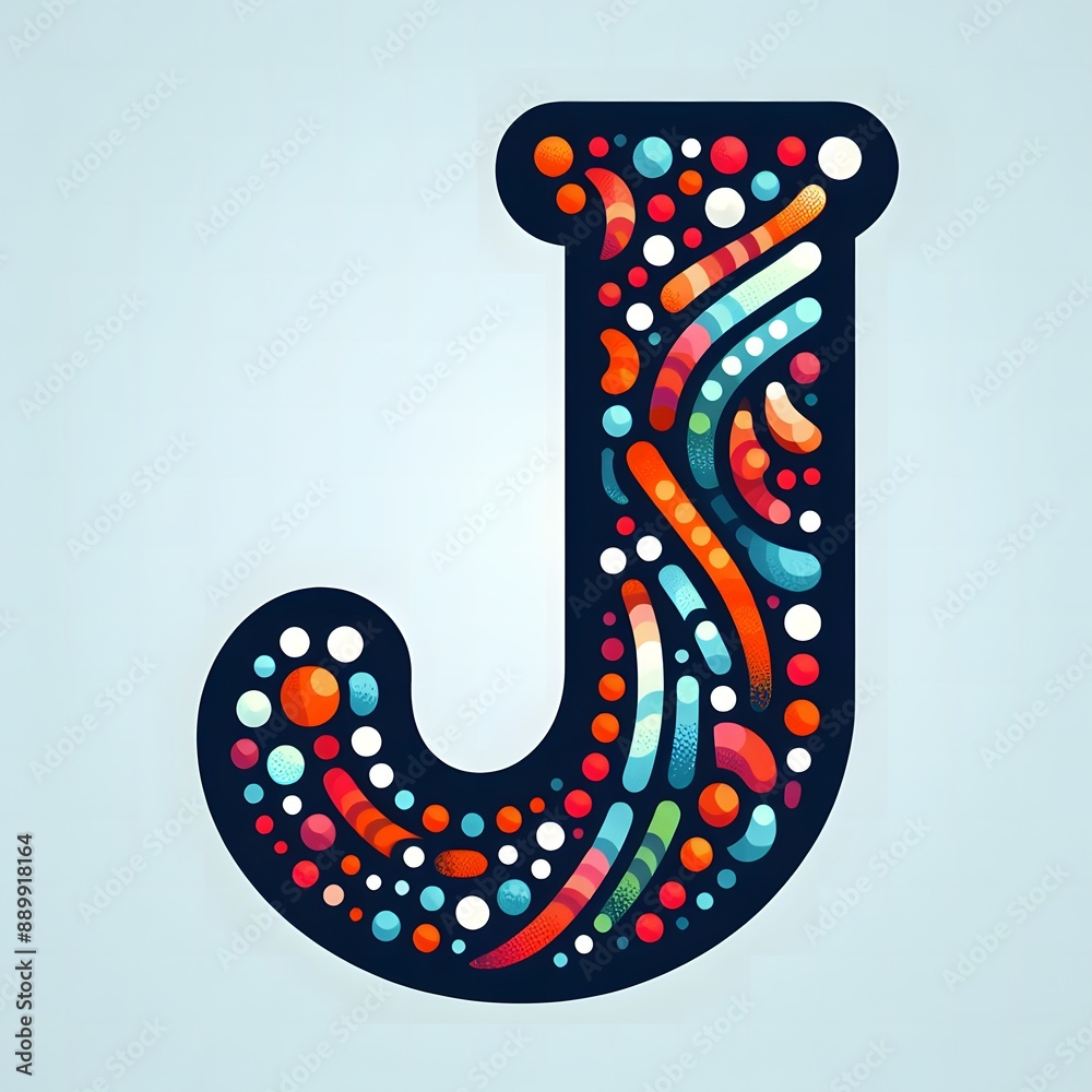 Fototapete AI Generate of Logo Letter J created using random color dots