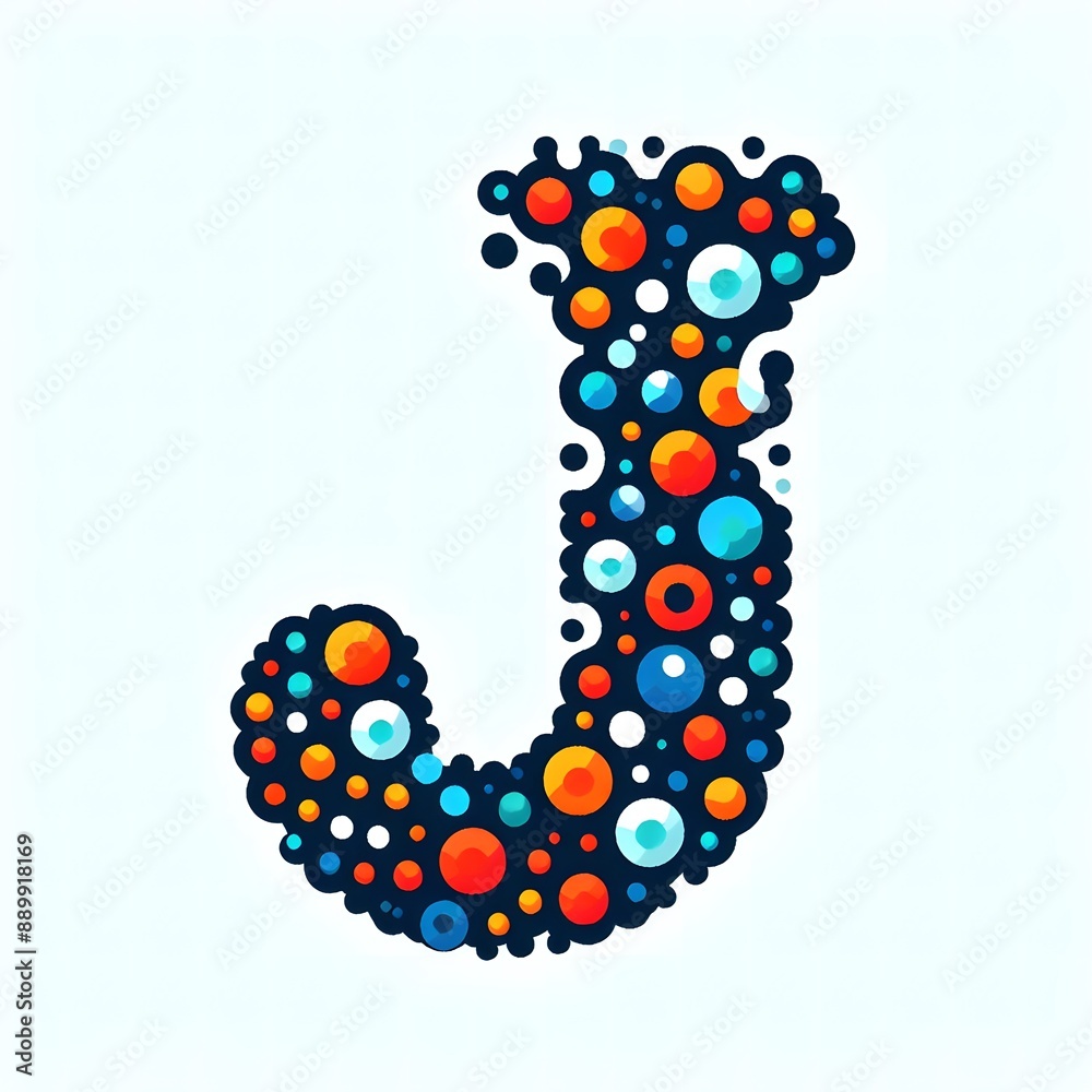 Fototapete AI Generate of Logo Letter J created using random color dots
