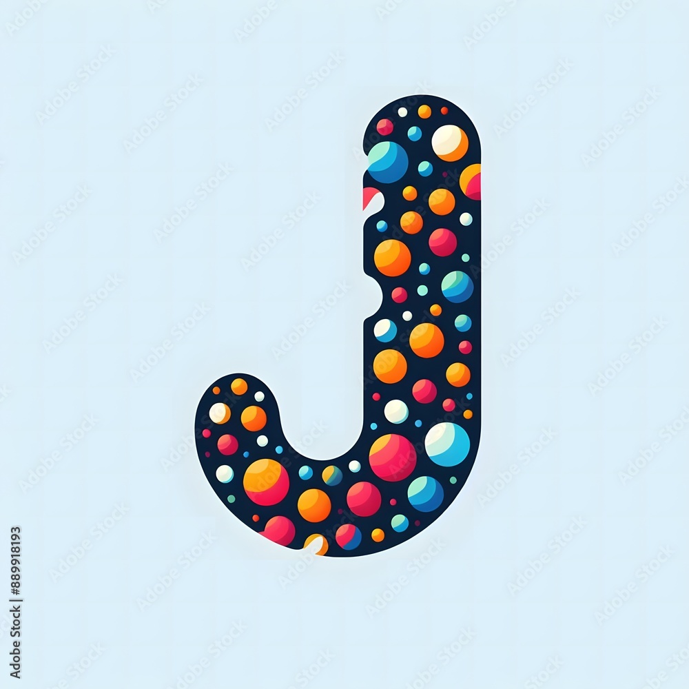 Fototapete AI Generate of Logo Letter J created using random color dots