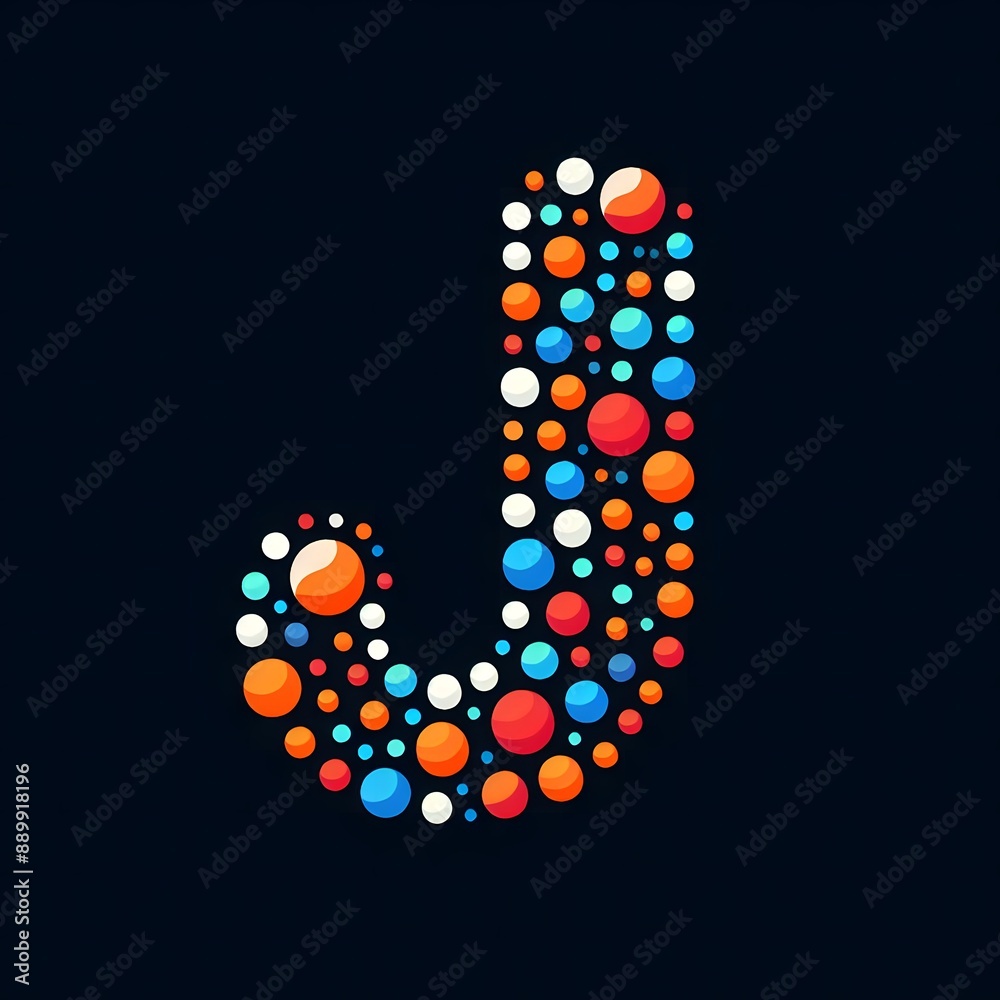 Fototapete AI Generate of Logo Letter J created using random color dots
