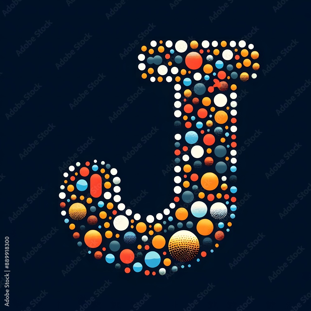 Fototapete AI Generate of Logo Letter J created using random color dots