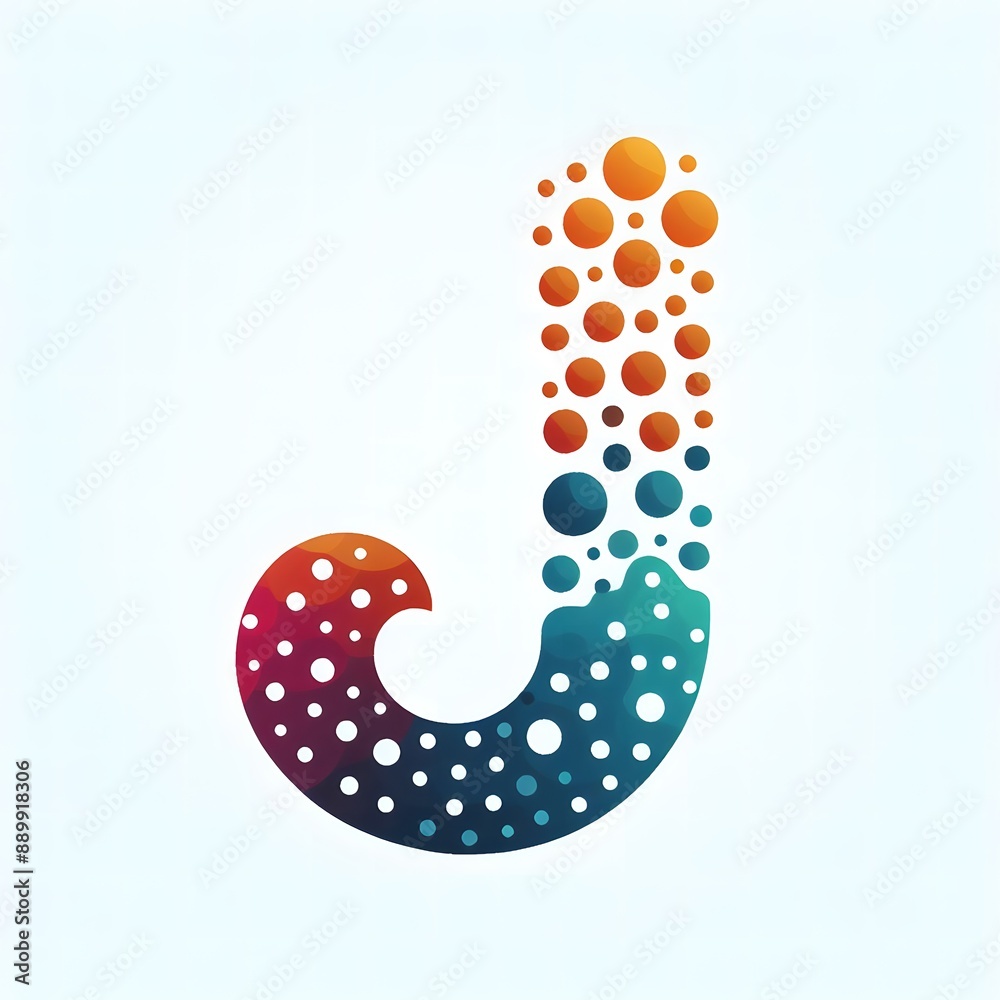 Fototapete AI Generate of Logo Letter J created using random color dots
