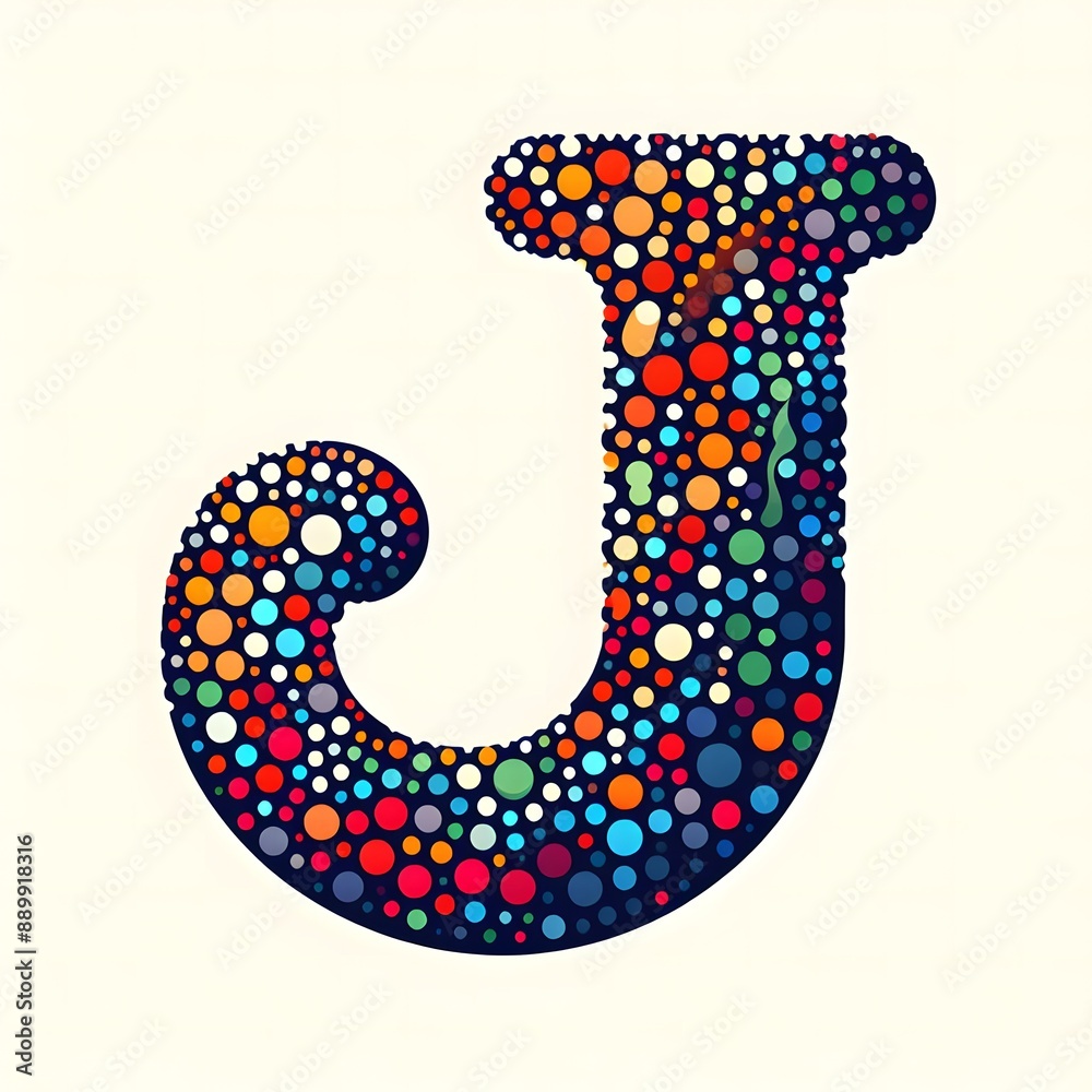 Fototapete AI Generate of Logo Letter J created using random color dots