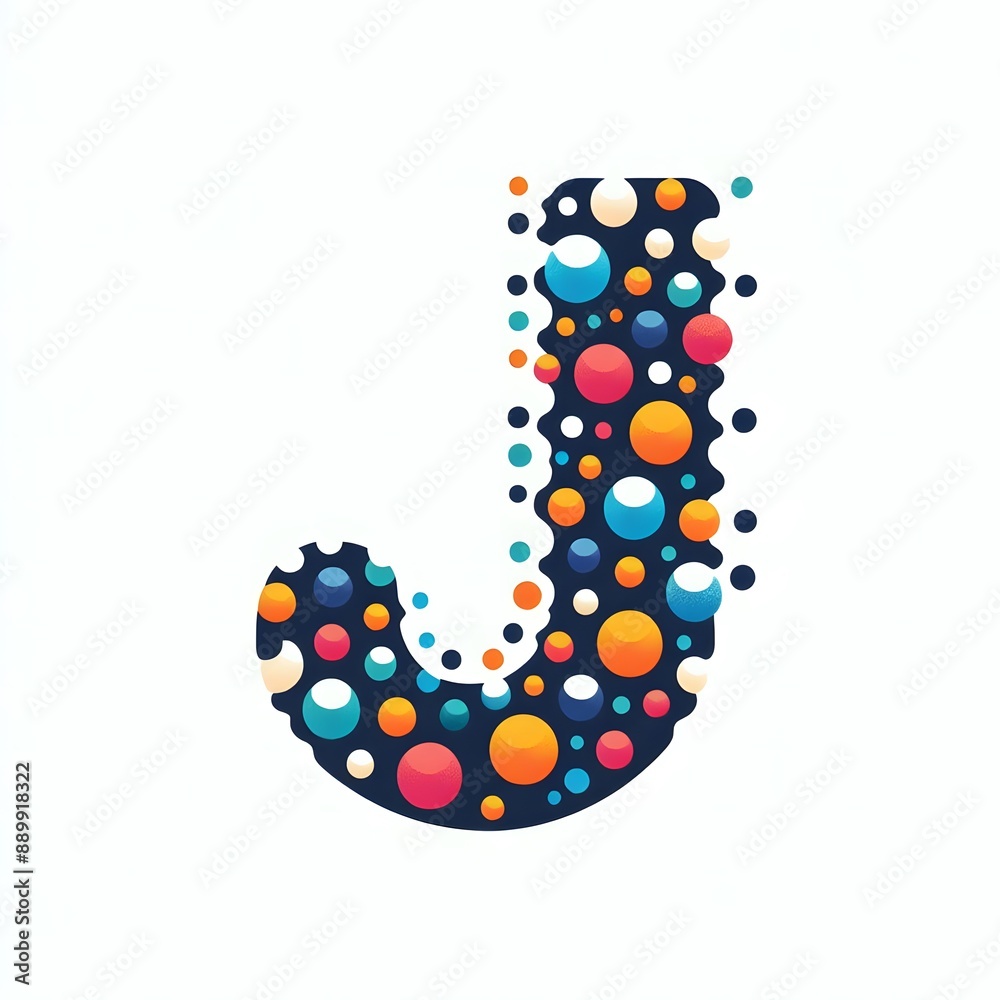 Fototapete AI Generate of Logo Letter J created using random color dots