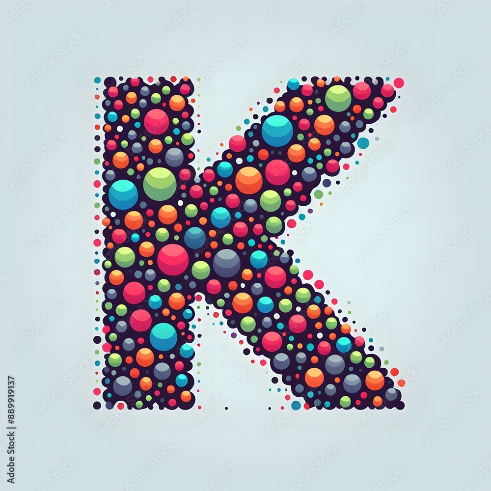 Fototapete AI Generate of Logo Letter K created using random color dots