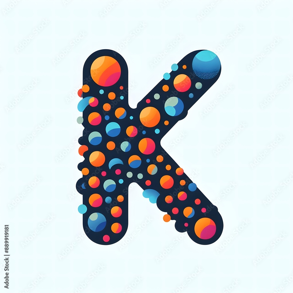 Fototapete AI Generate of Logo Letter K created using random color dots