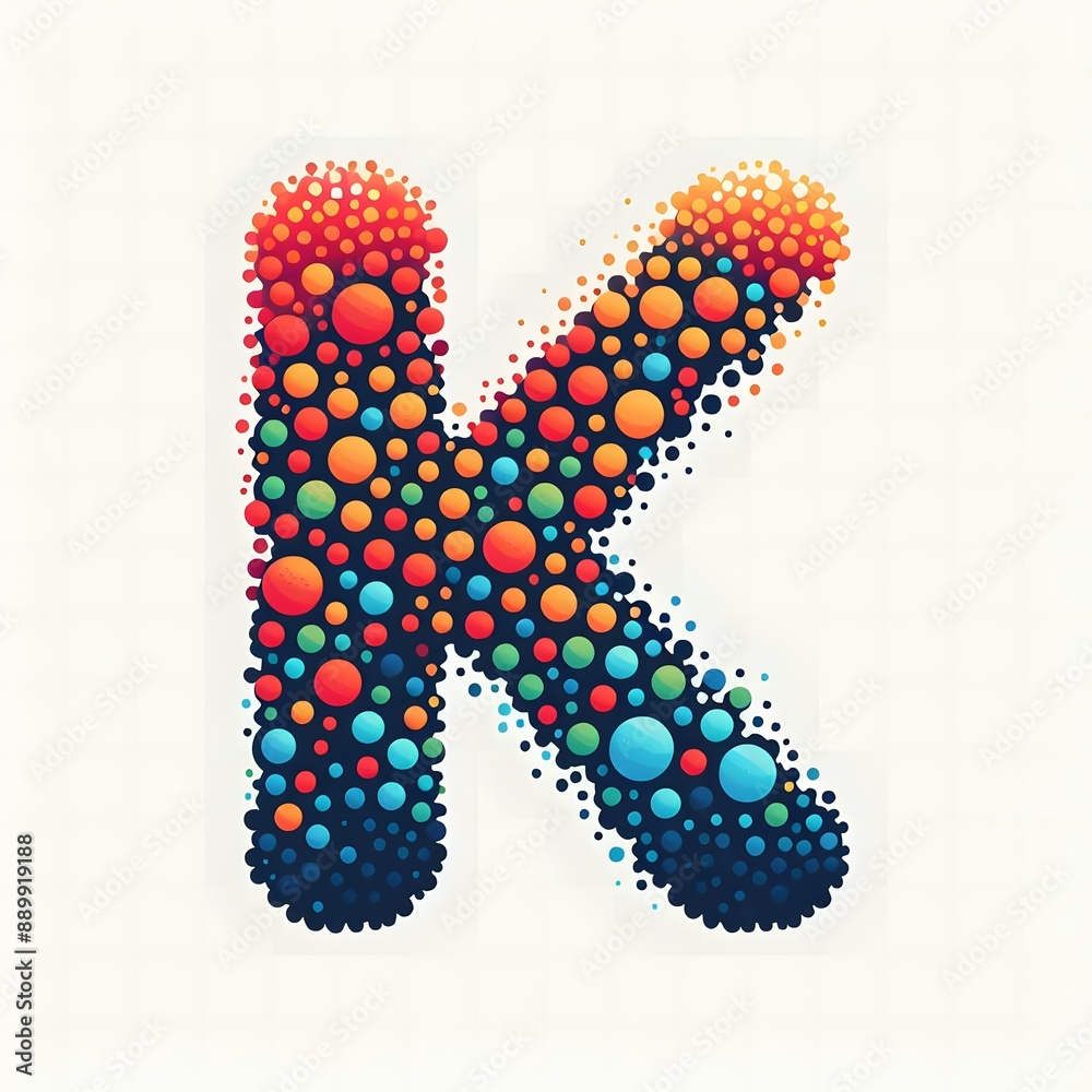 Fototapete AI Generate of Logo Letter K created using random color dots