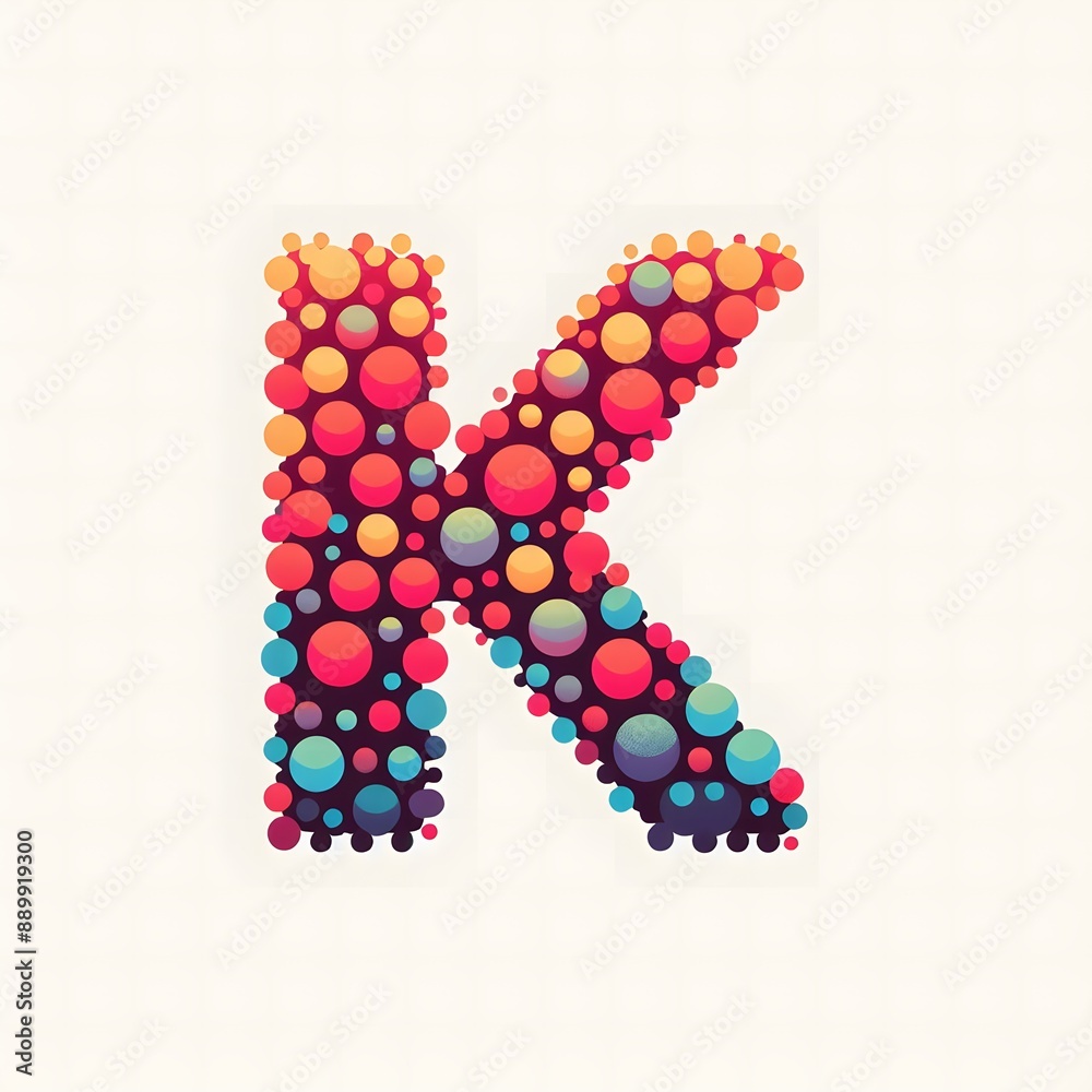 Fototapete AI Generate of Logo Letter K created using random color dots