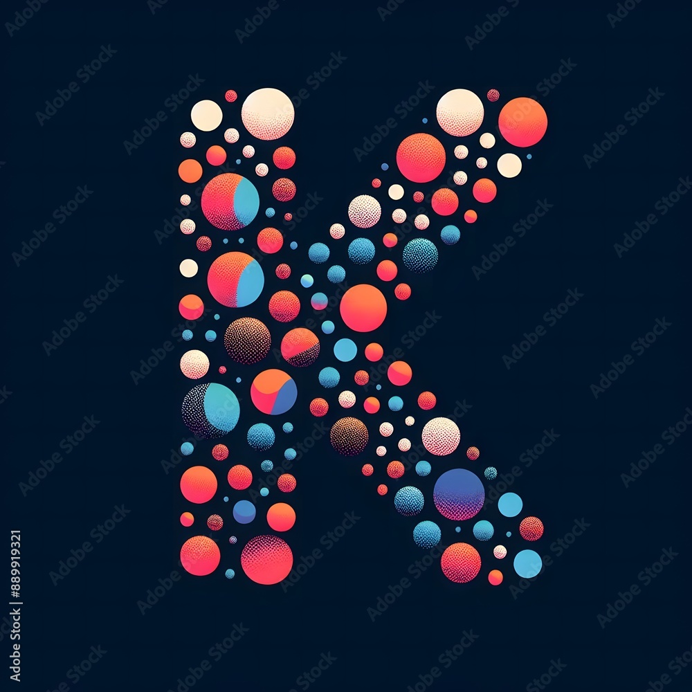 Fototapete AI Generate of Logo Letter K created using random color dots
