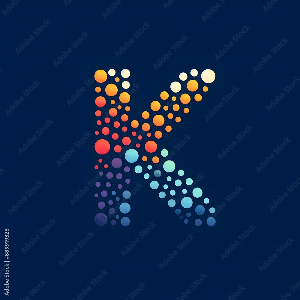 Fototapete AI Generate of Logo Letter K created using random color dots
