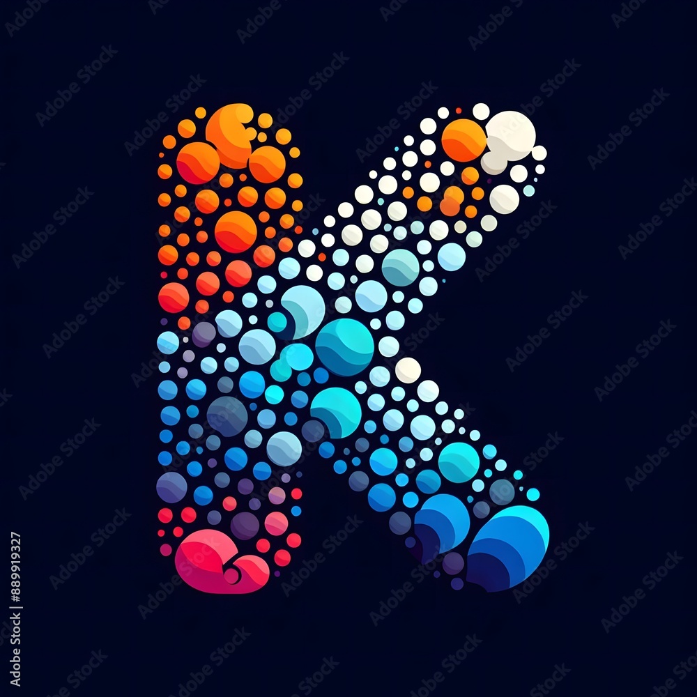 Fototapete AI Generate of Logo Letter K created using random color dots