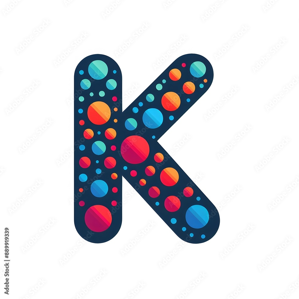 Fototapete AI Generate of Logo Letter K created using random color dots