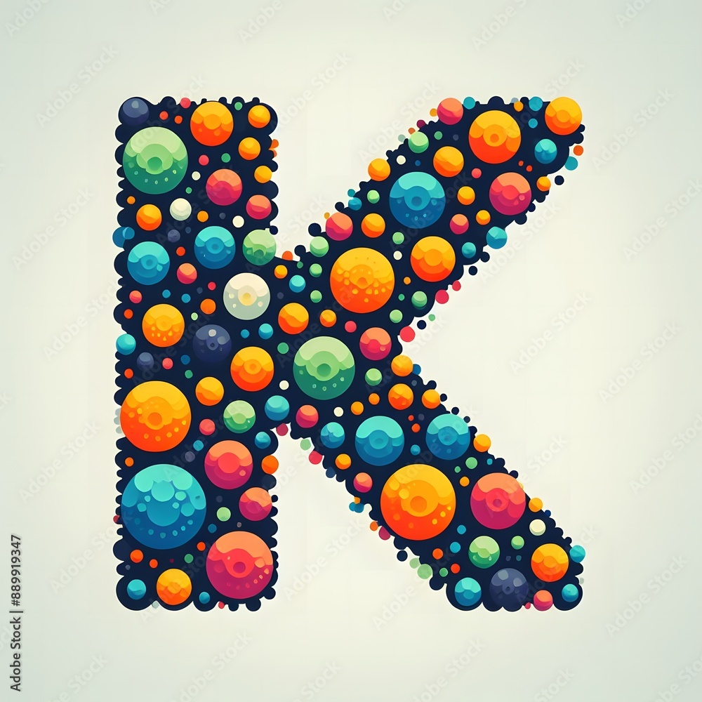 Fototapete AI Generate of Logo Letter K created using random color dots