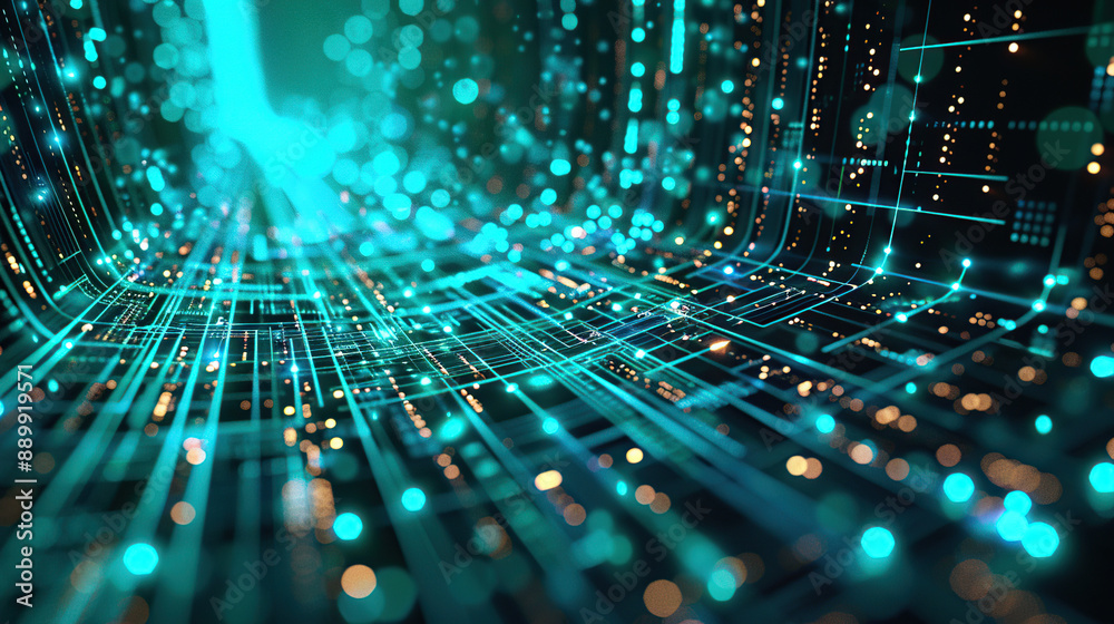 Wall mural abstract communication and future technology data flow
