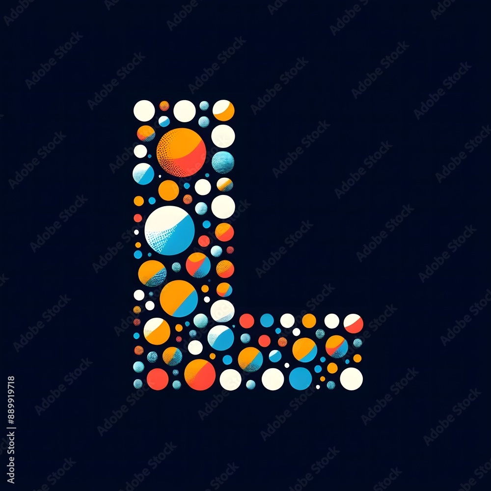 Fototapete AI Generate of Logo Letter L created using random color dots