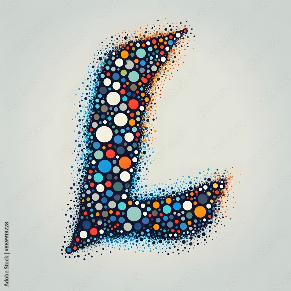 Fototapete AI Generate of Logo Letter L created using random color dots