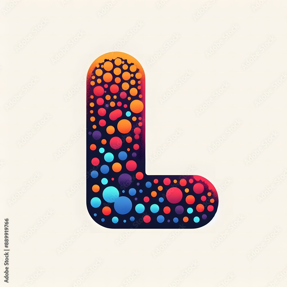 Fototapete AI Generate of Logo Letter L created using random color dots