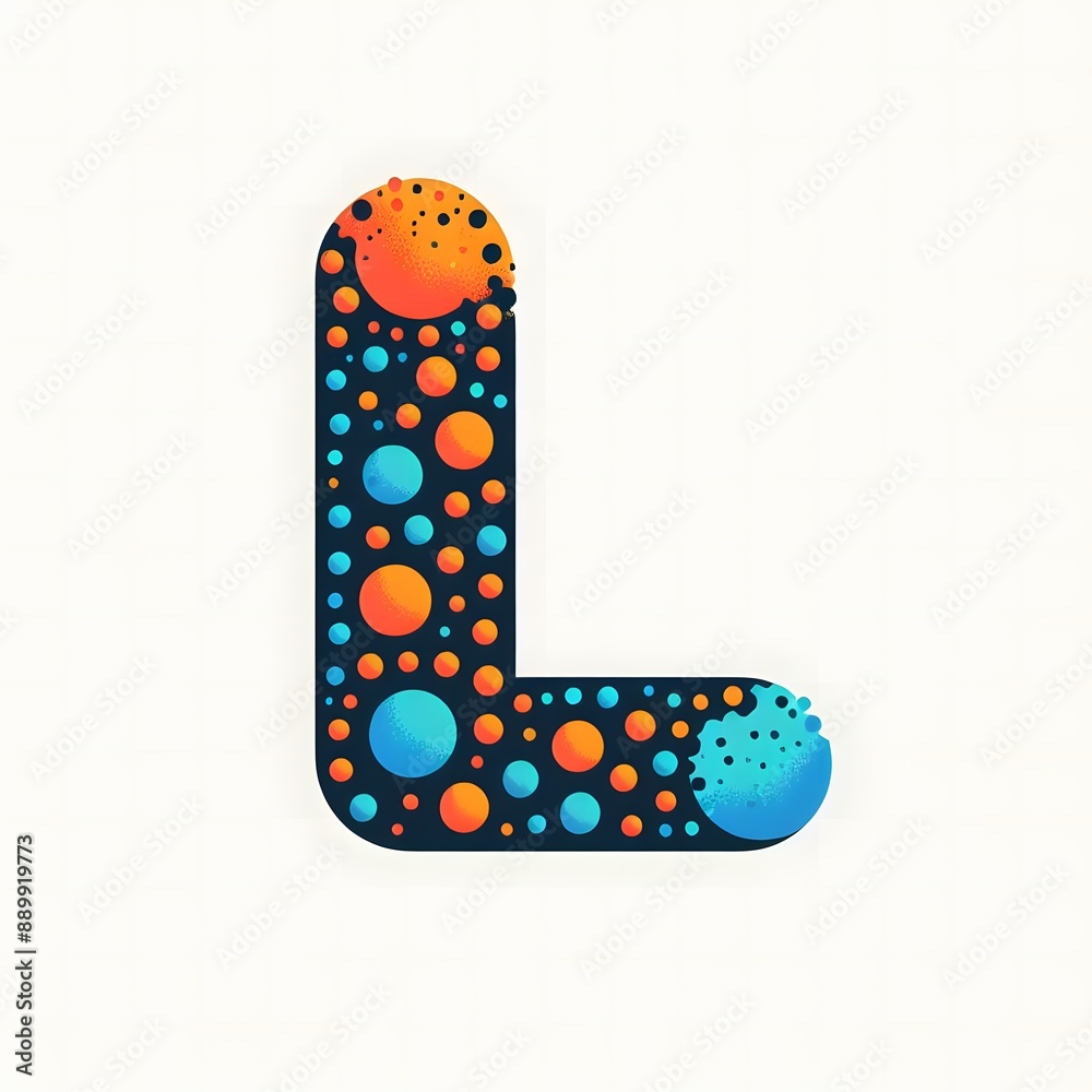 Fototapete AI Generate of Logo Letter L created using random color dots