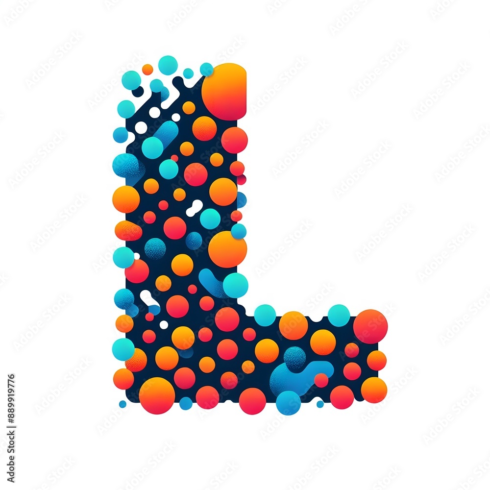 Fototapete AI Generate of Logo Letter L created using random color dots