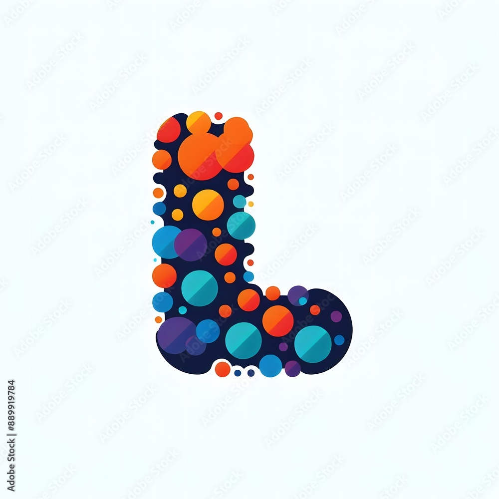 Fototapete AI Generate of Logo Letter L created using random color dots