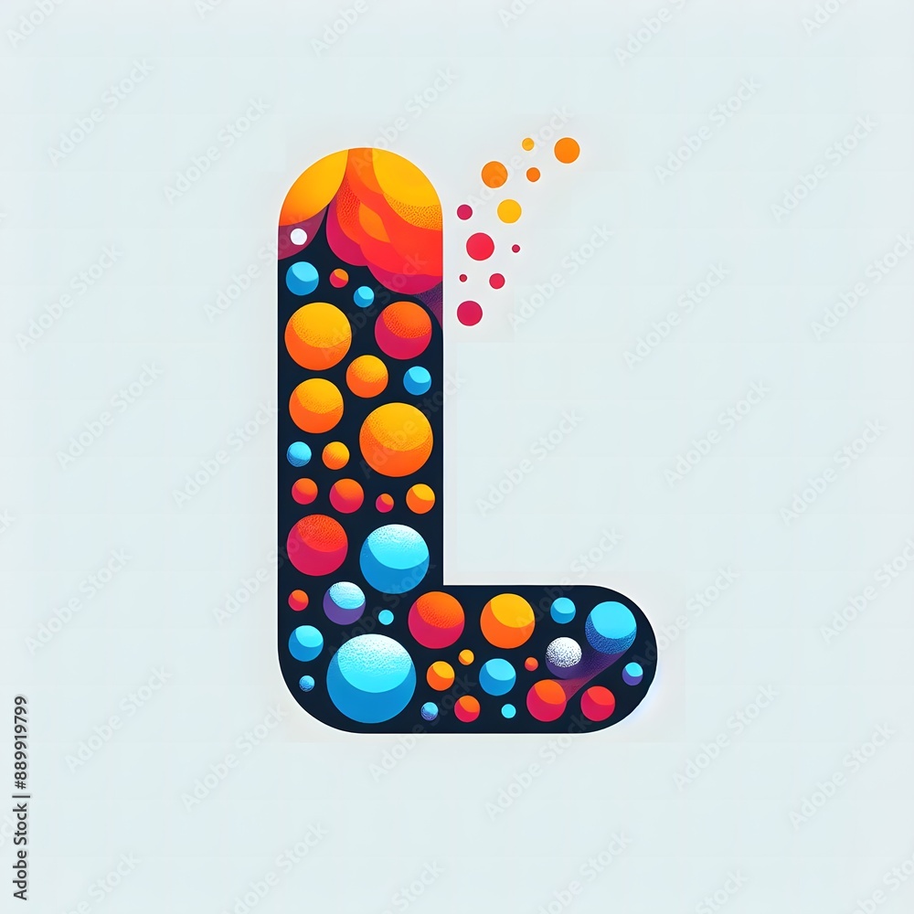Fototapete AI Generate of Logo Letter L created using random color dots