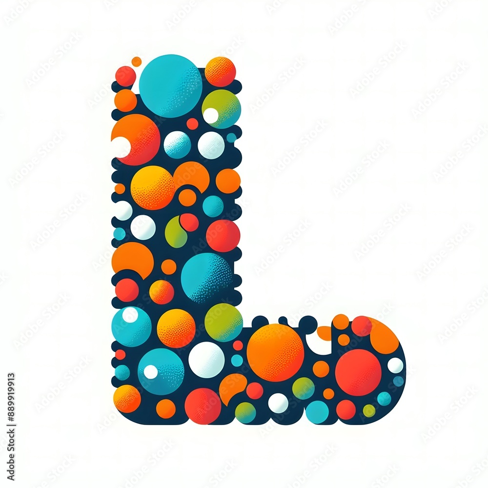 Fototapete AI Generate of Logo Letter L created using random color dots
