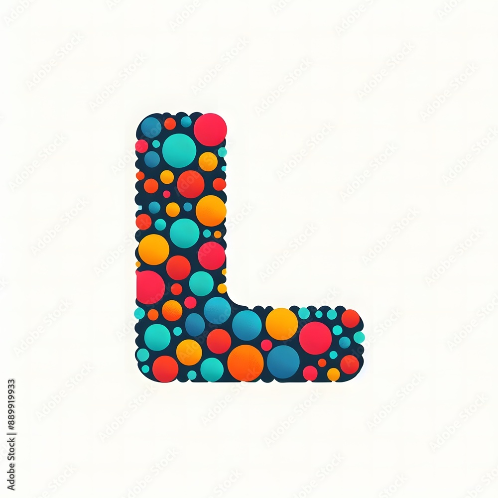Fototapete AI Generate of Logo Letter L created using random color dots
