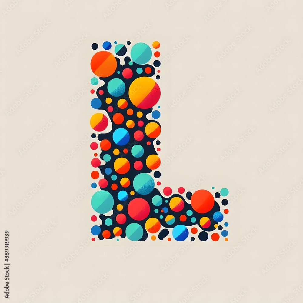 Fototapete AI Generate of Logo Letter L created using random color dots