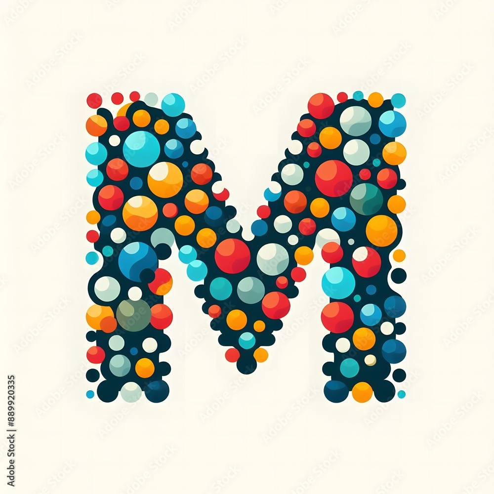 Fototapete AI Generate of Logo Letter M created using random color dots