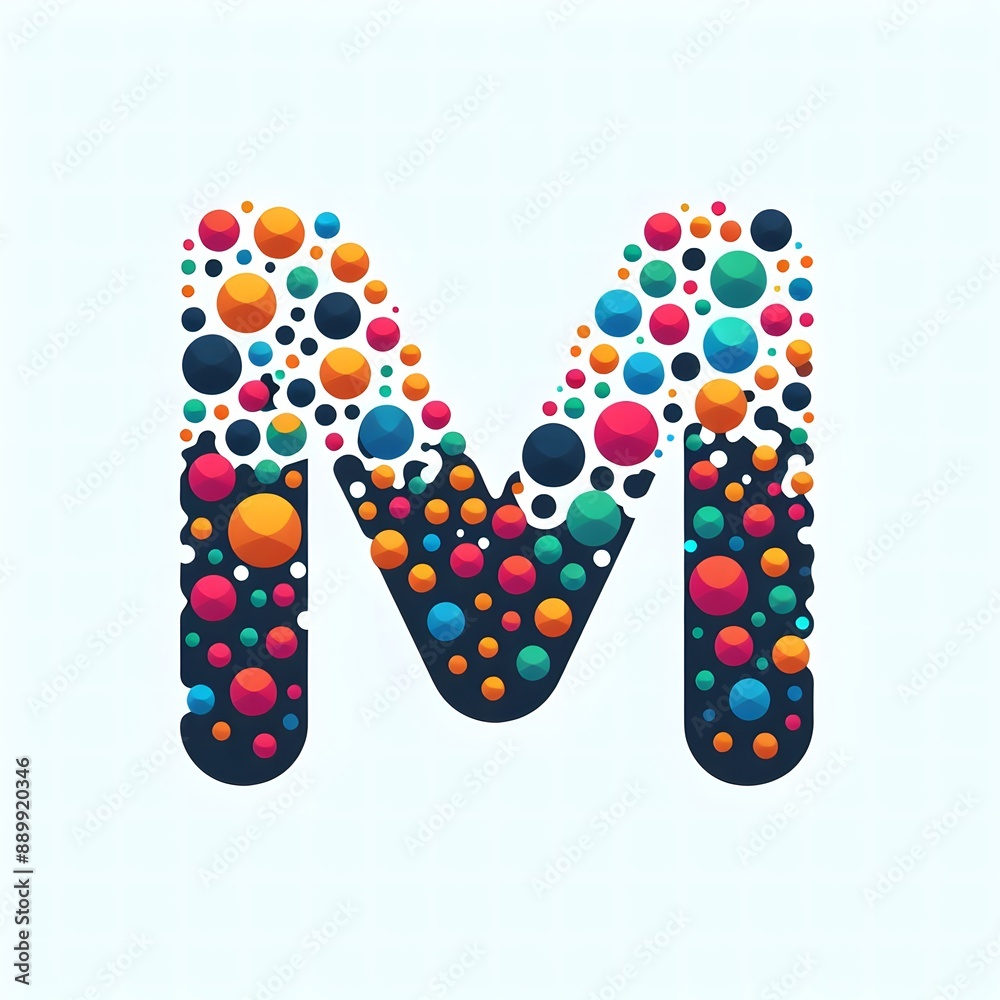 Fototapete AI Generate of Logo Letter M created using random color dots