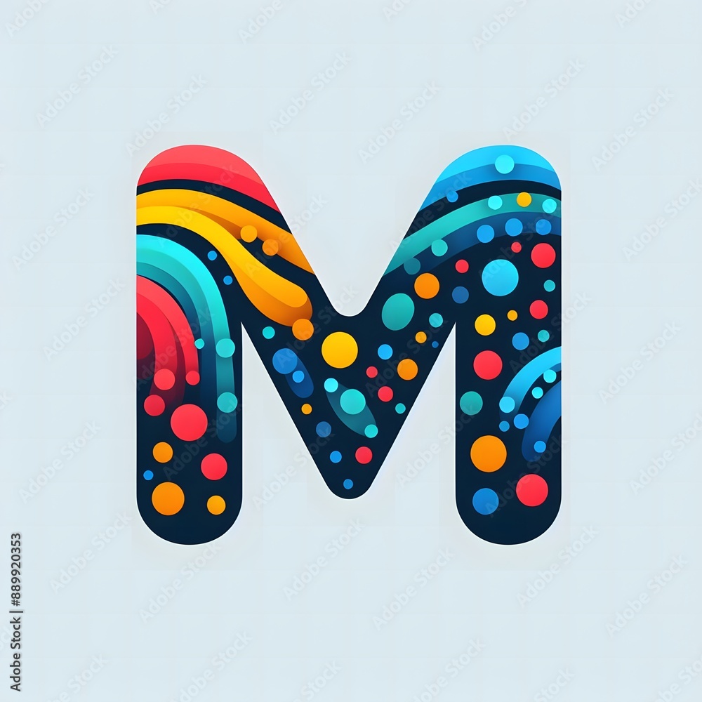 Fototapete AI Generate of Logo Letter M created using random color dots