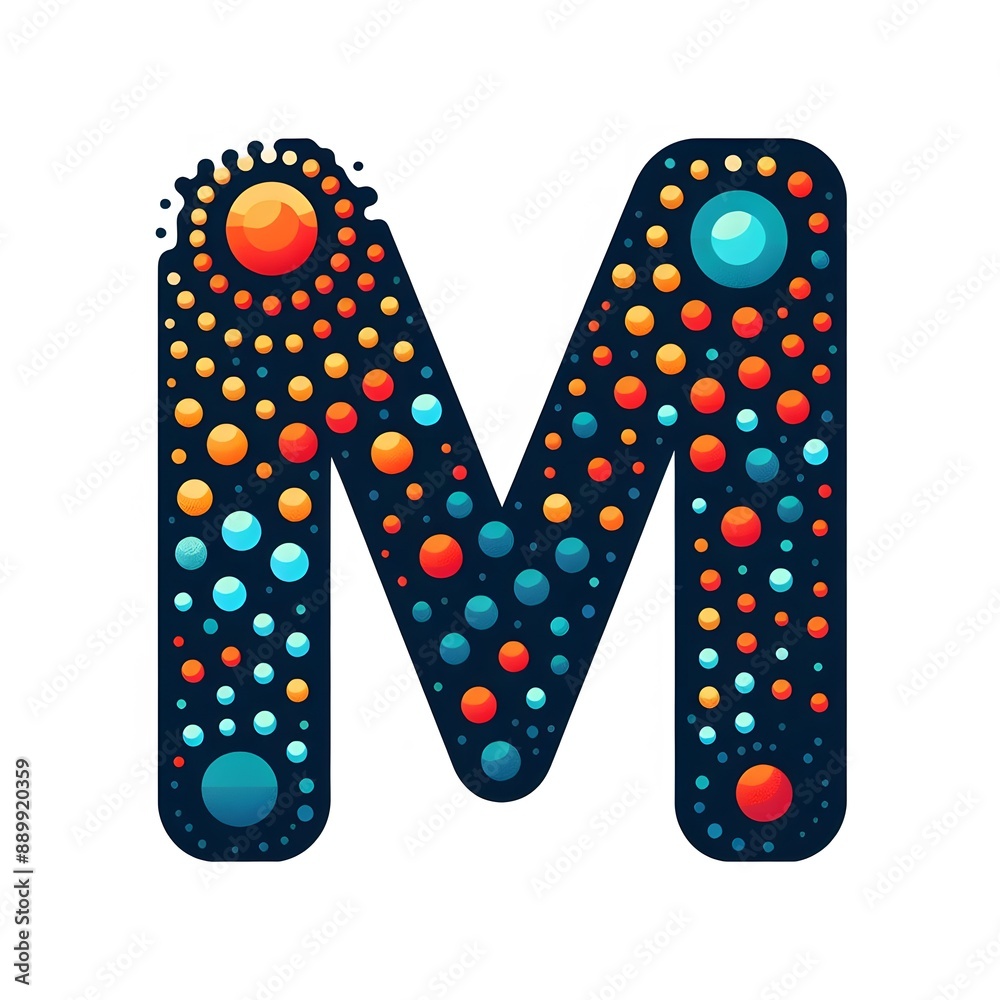 Fototapete AI Generate of Logo Letter M created using random color dots