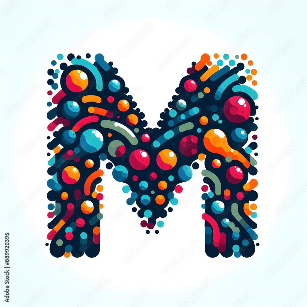 Fototapete AI Generate of Logo Letter M created using random color dots