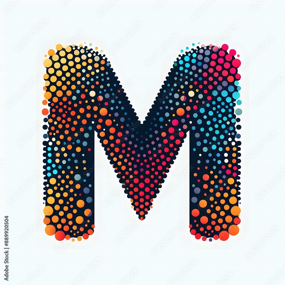 Fototapete AI Generate of Logo Letter M created using random color dots