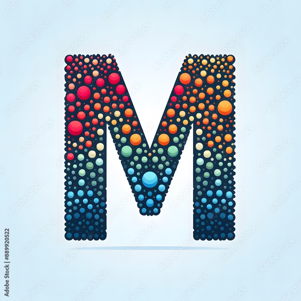 Fototapete AI Generate of Logo Letter M created using random color dots