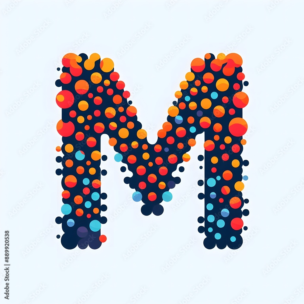 Fototapete AI Generate of Logo Letter M created using random color dots