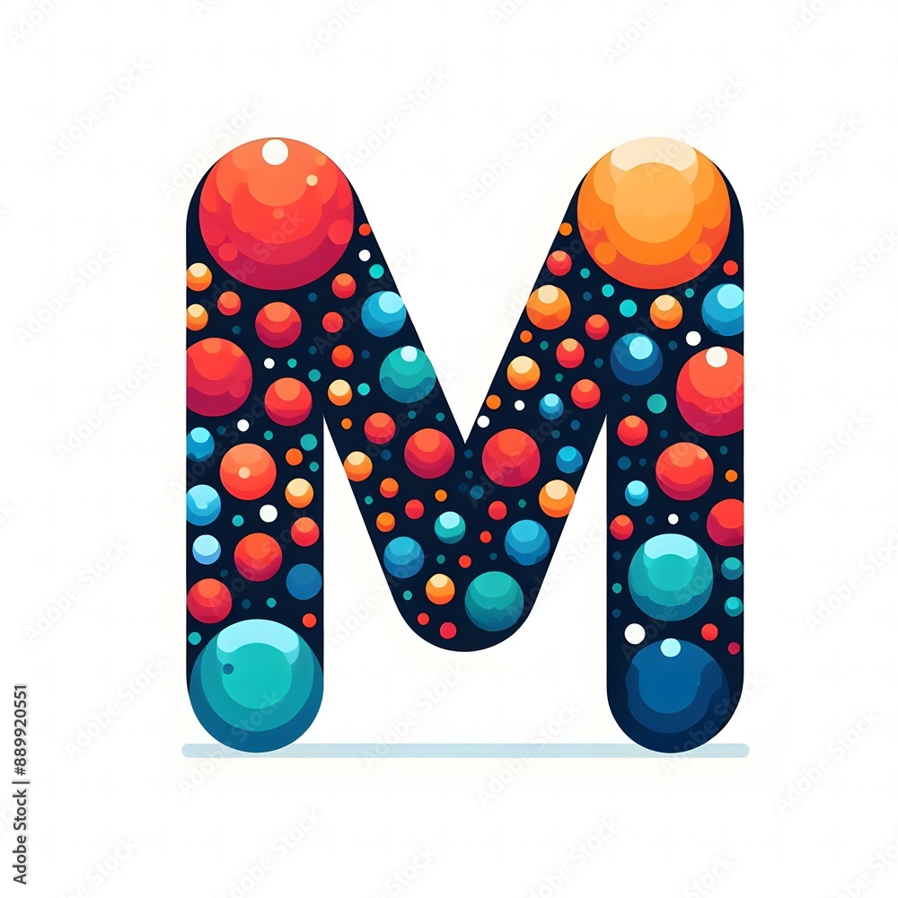 Fototapete ai generate of logo letter m created using random color dots