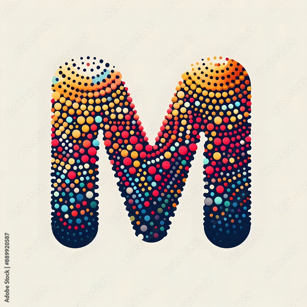Fototapete AI Generate of Logo Letter M created using random color dots
