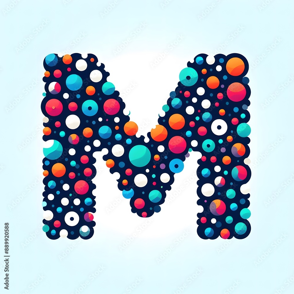 Fototapete AI Generate of Logo Letter M created using random color dots