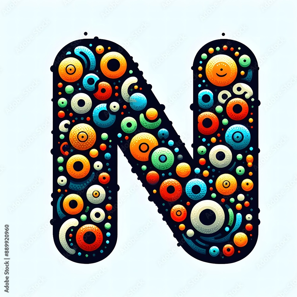 Fototapete AI Generate of Logo Letter N created using random color dots