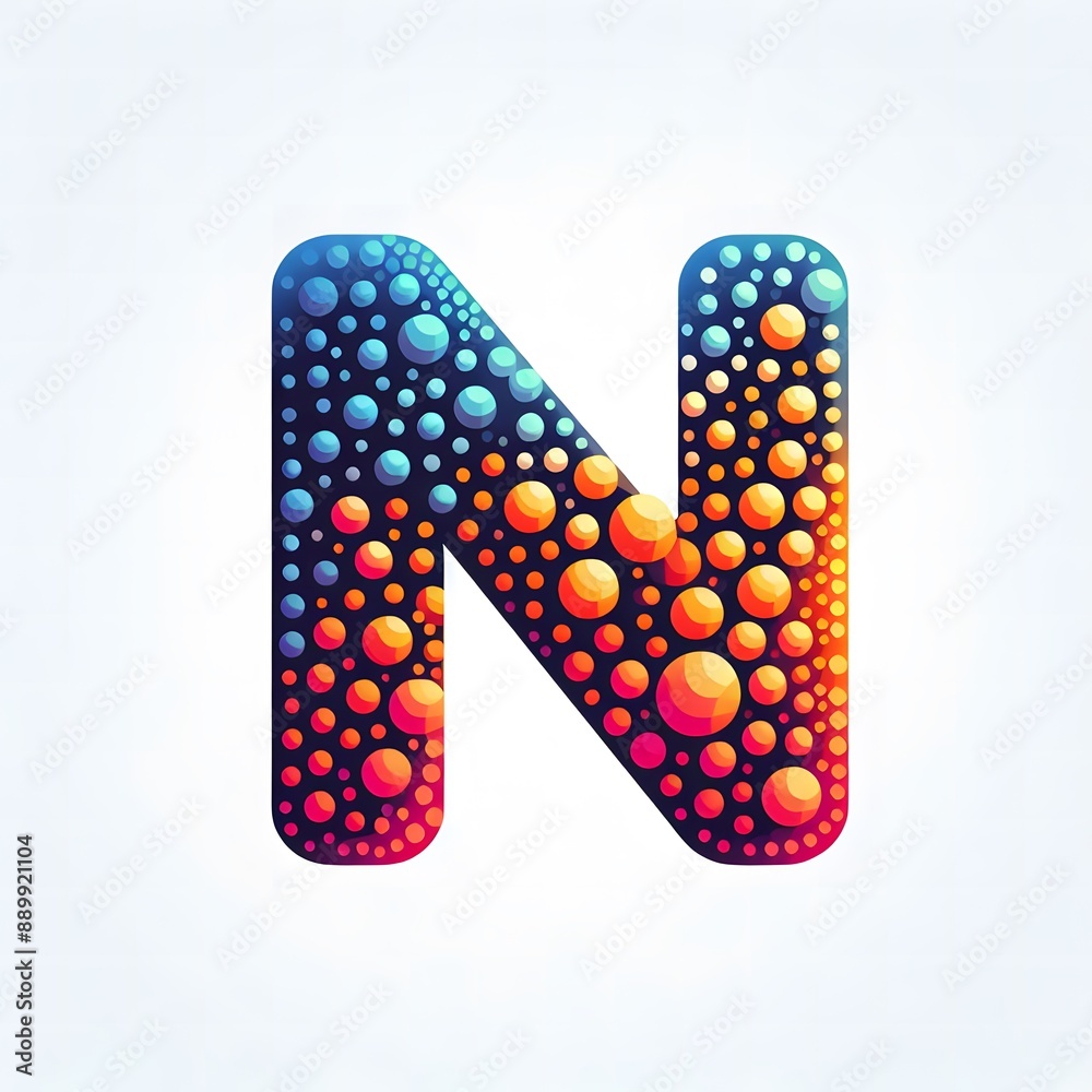 Fototapete AI Generate of Logo Letter N created using random color dots