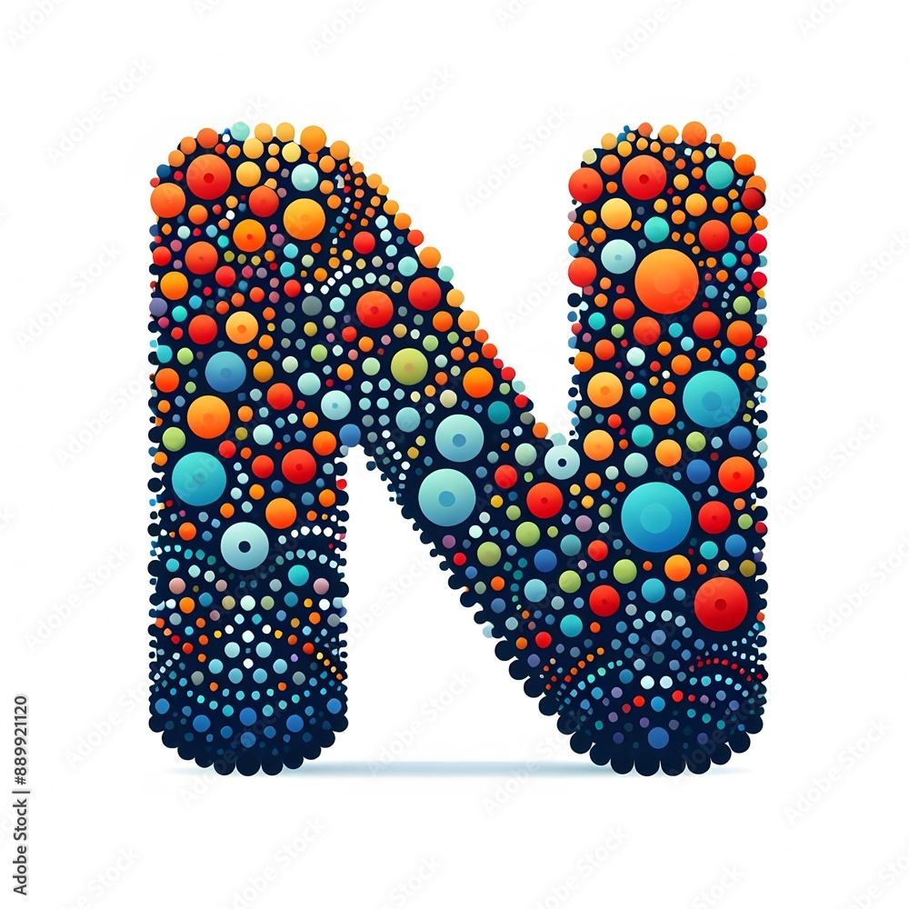 Fototapete ai generate of logo letter n created using random color dots